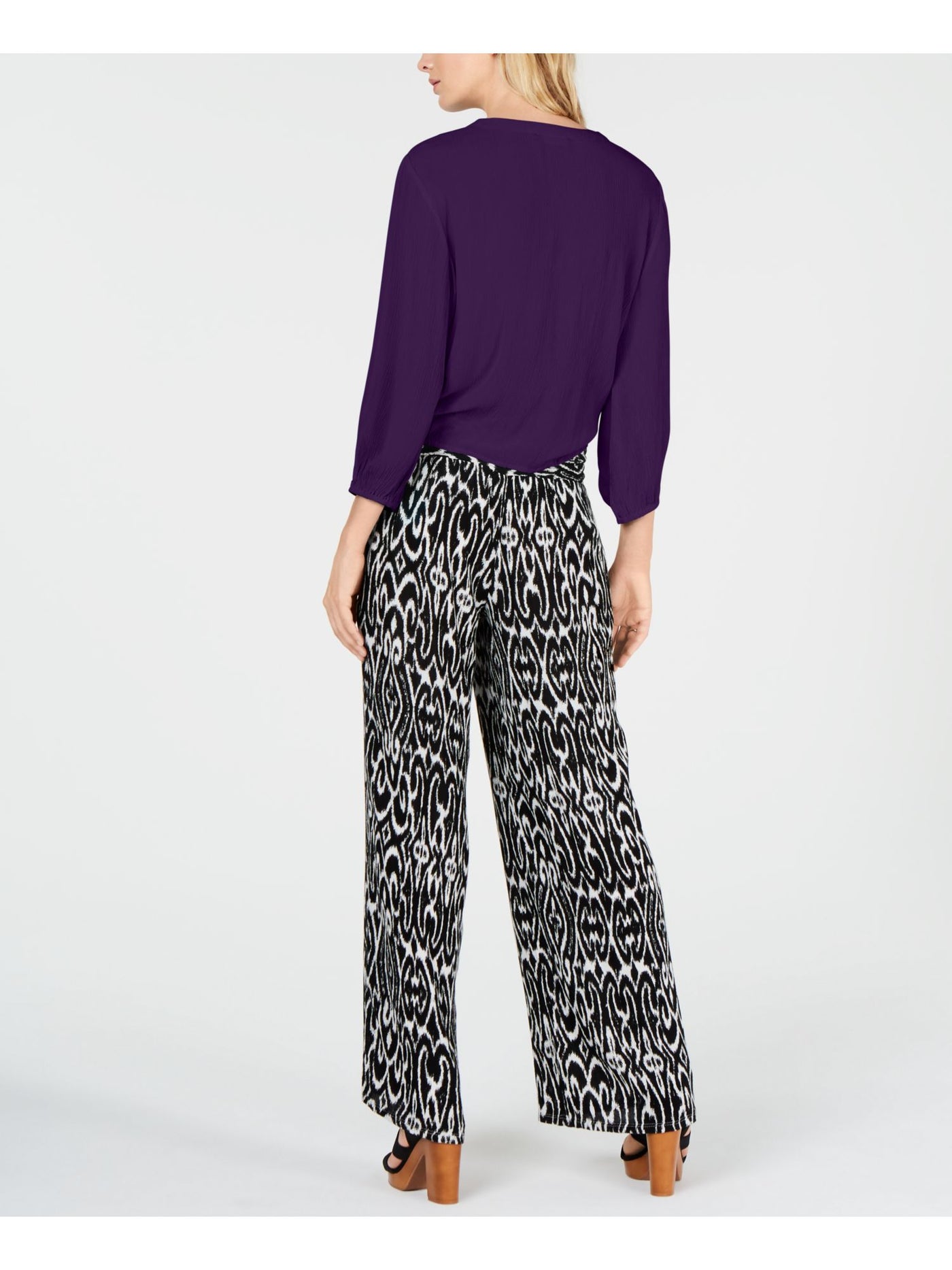 INC Womens Purple Long Sleeve V Neck Crop Top Size: M