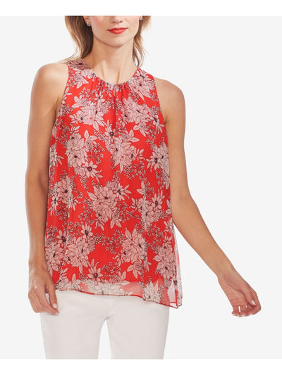 VINCE CAMUTO Womens Pink Floral Sleeveless Jewel Neck Top Size: XXS