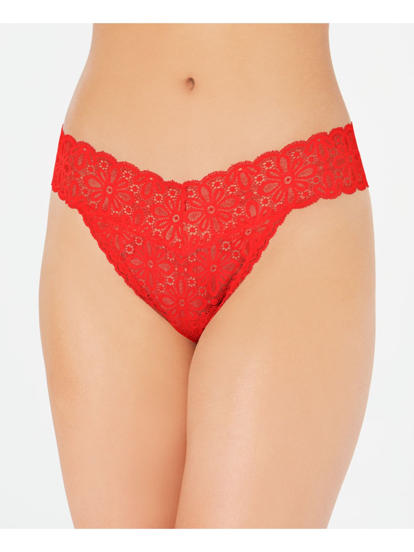 JENNI Intimates Red Lace Solid Everyday Thong Plus Size: ONE SIZE