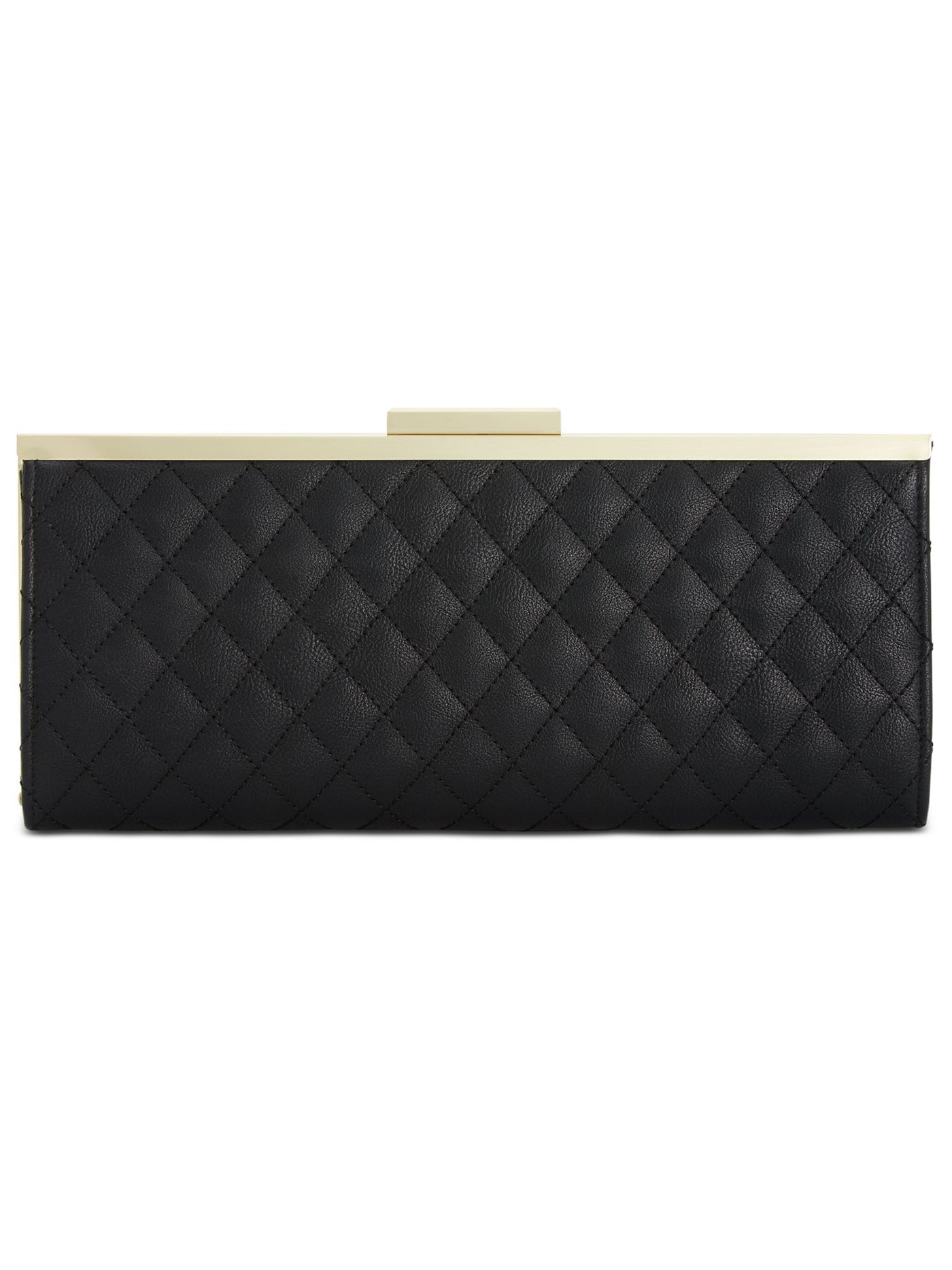 INC Women's Black Faux Leather Geometric Strapless Clutch Handbag Purse