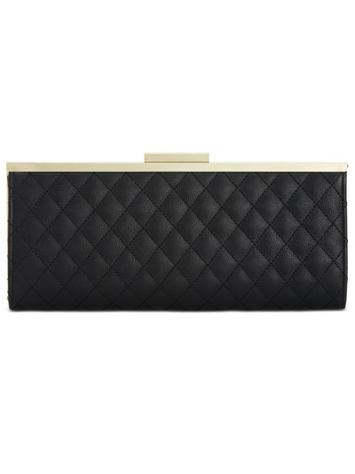 INC Women's Black Faux Leather Geometric Strapless Clutch Handbag Purse