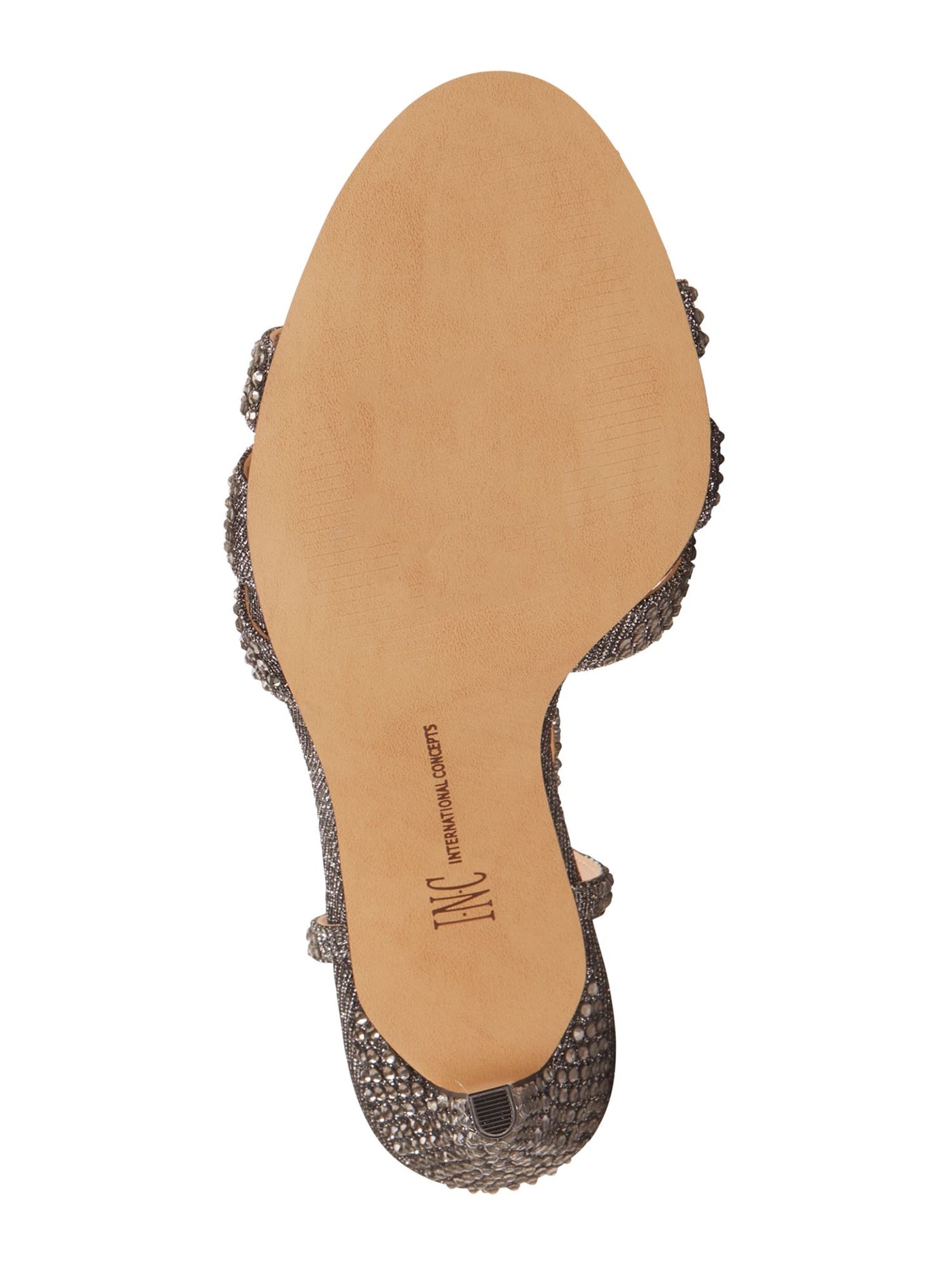 INC Womens Gray Ankle Strap Rhinestone Cushioned Rowyn Almond Toe Stiletto Buckle Slingback Sandal 10 M