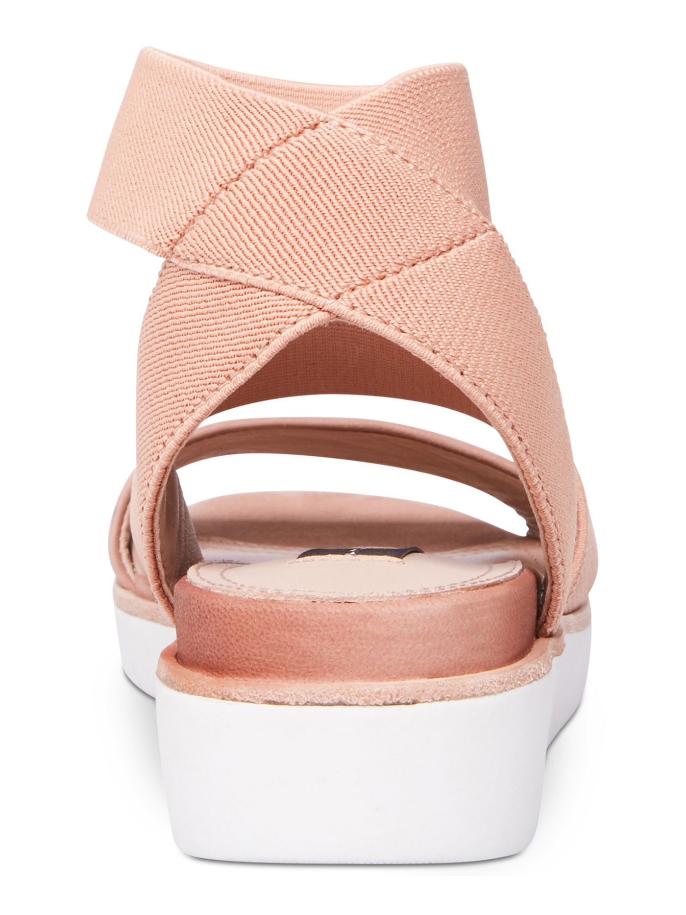 STEVEN Womens Pink 0.5" Platform Stretchy Comfort Padded Ankle Strap Gambel Round Toe Wedge Slip On Leather Slingback Sandal 9.5 M