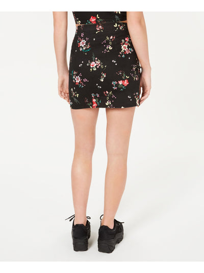 MATERIAL GIRL Womens Black Floral Mini Pencil Skirt Juniors Size: 3