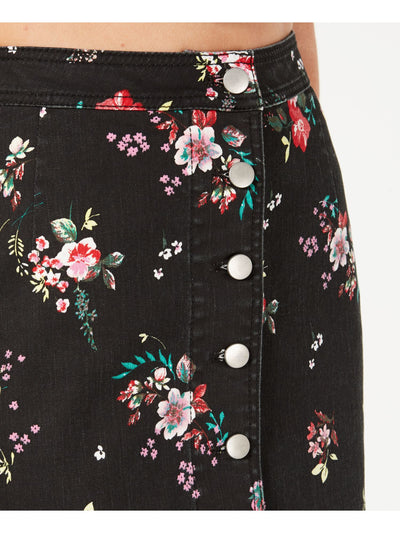 MATERIAL GIRL Womens Black Floral Mini Pencil Skirt Juniors Size: 3