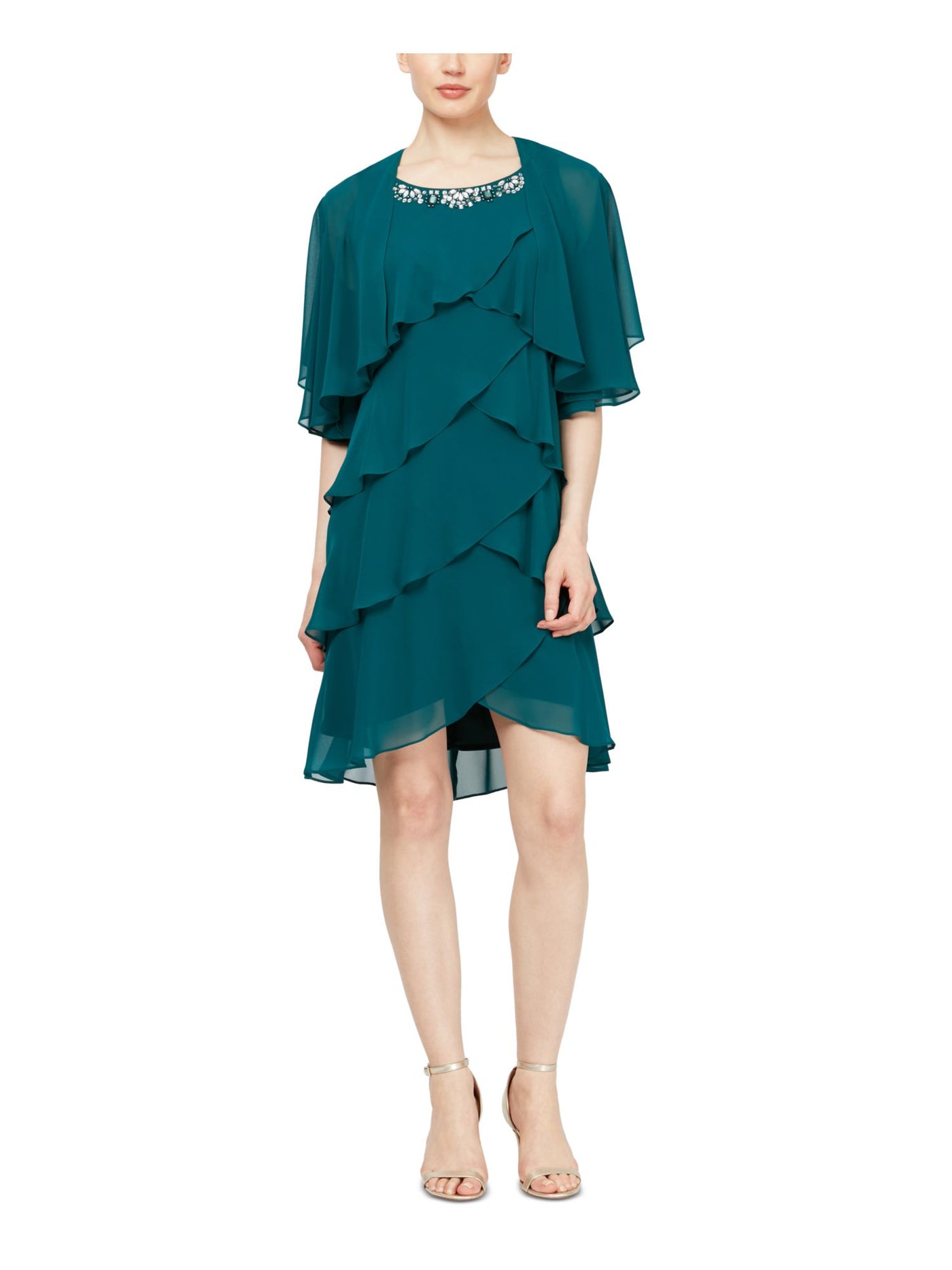 SLNY Womens Green Short Sleeve Open Cardigan Top 14