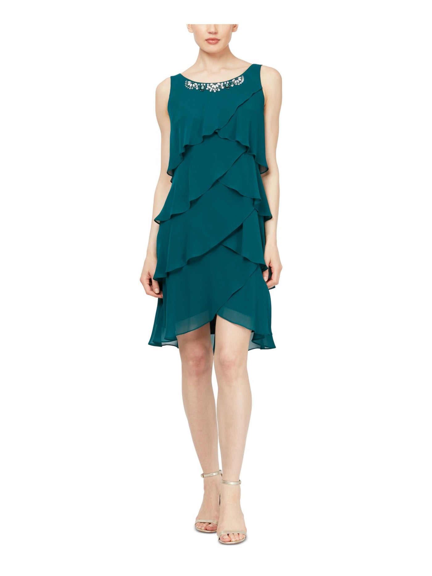 SLNY Womens Green Short Sleeve Open Cardigan Top 14