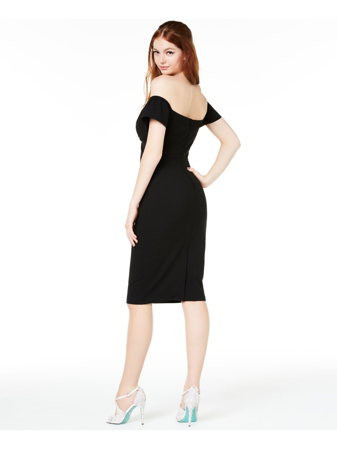 CRYSTAL DOLLS Womens Black Short Body Con Cocktail Dress Juniors Size: 11