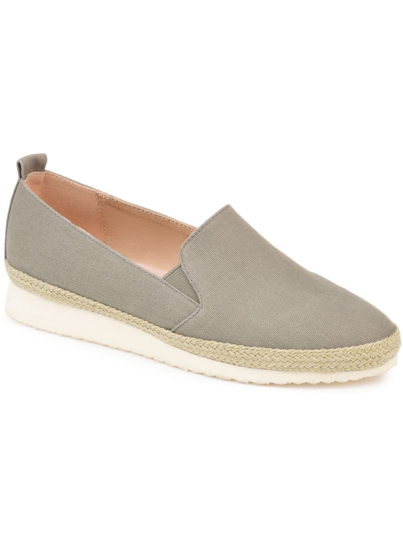 JOURNEE COLLECTION Womens Gray Cusioned Back Pull Tag Woven Stretch Leela Espadrille Round Toe Wedge Slip On Espadrille Shoes 8.5 M