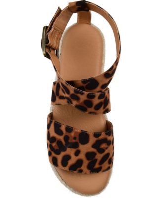 JOURNEE COLLECTION Womens Brown Animal Print Strappy Padded Trinity Round Toe Platform Buckle Espadrille Shoes M