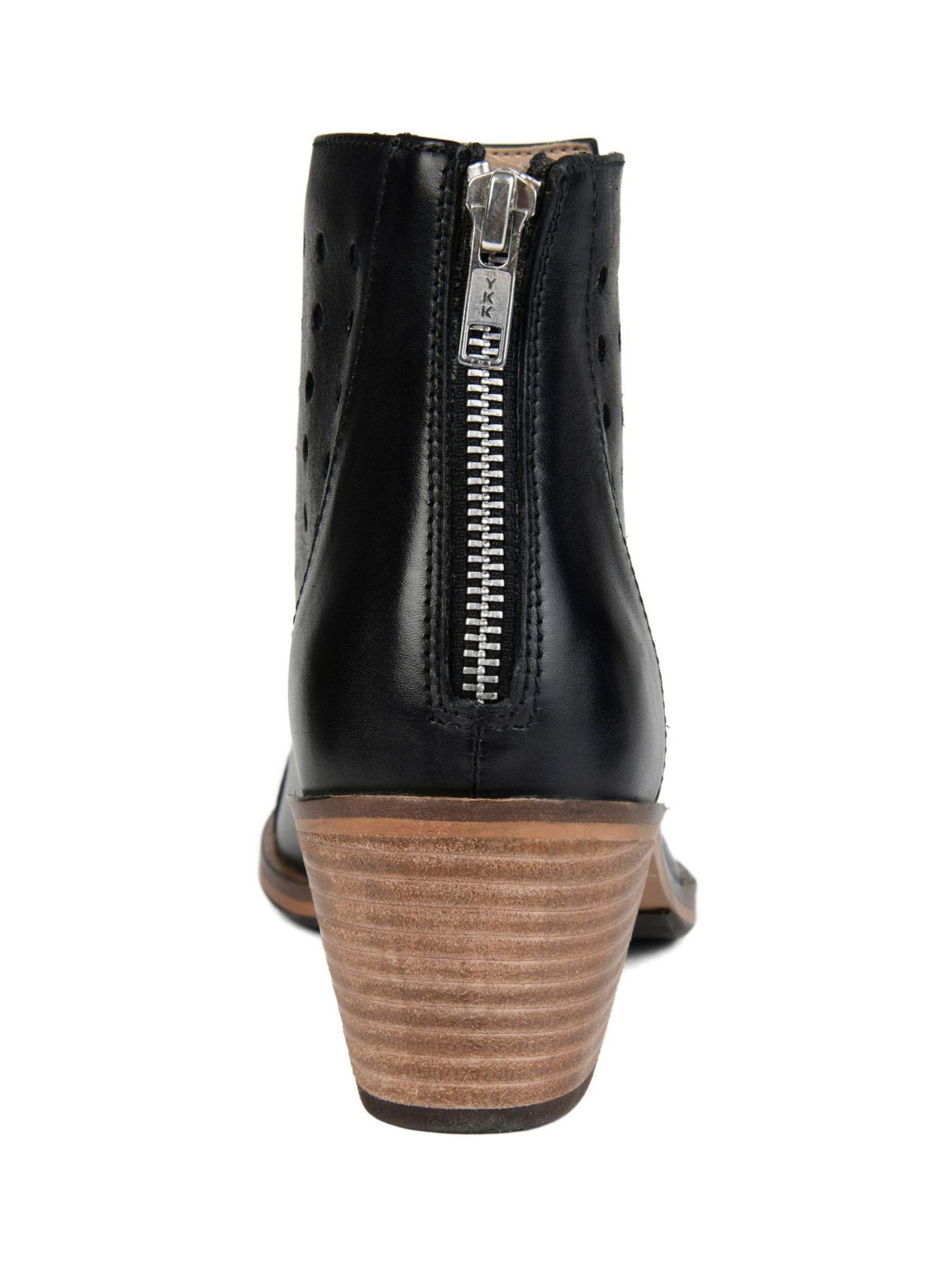 JOURNEE SIGNATURE Womens Black Stich And Pinhole Design Ulima Almond Toe Block Heel Zip-Up Booties 6.5