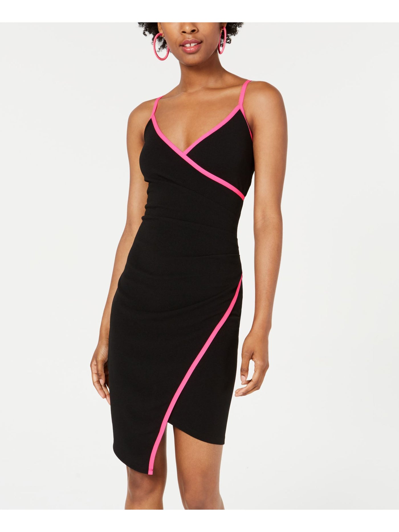 CRAVE FAME Womens Black Spaghetti Strap Short Body Con Evening Dress Juniors XS