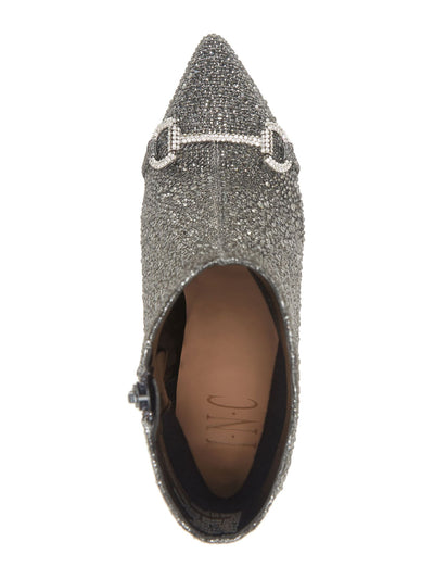 INC Womens Silver Comfort Metallic Detail Studded Glitter Ignacia Pointed Toe Stiletto Zip-Up Dress Booties M