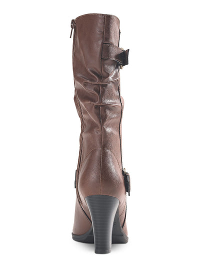 STYLE & COMPANY Womens Beige Buckle Accent Almond Toe Block Heel Zip-Up Dress Boots 9