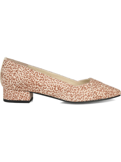 JOVANI Womens Beige Animal Print Almond Toe Block Heel Slip On Dress Heeled Loafers 10