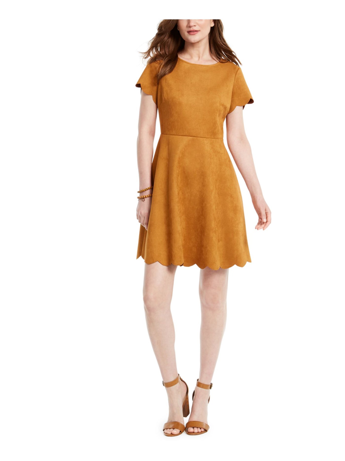 PAPPAGALLO Womens Orange Short Sleeve Short Fit + Flare Dress Size: 16