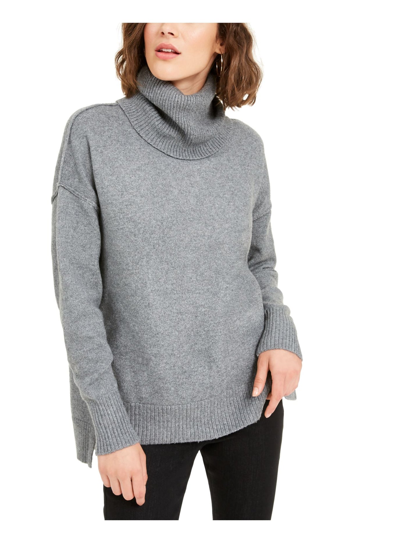 BELLA TILLY X BAR III Womens Gray Heather Long Sleeve Turtle Neck Sweater S