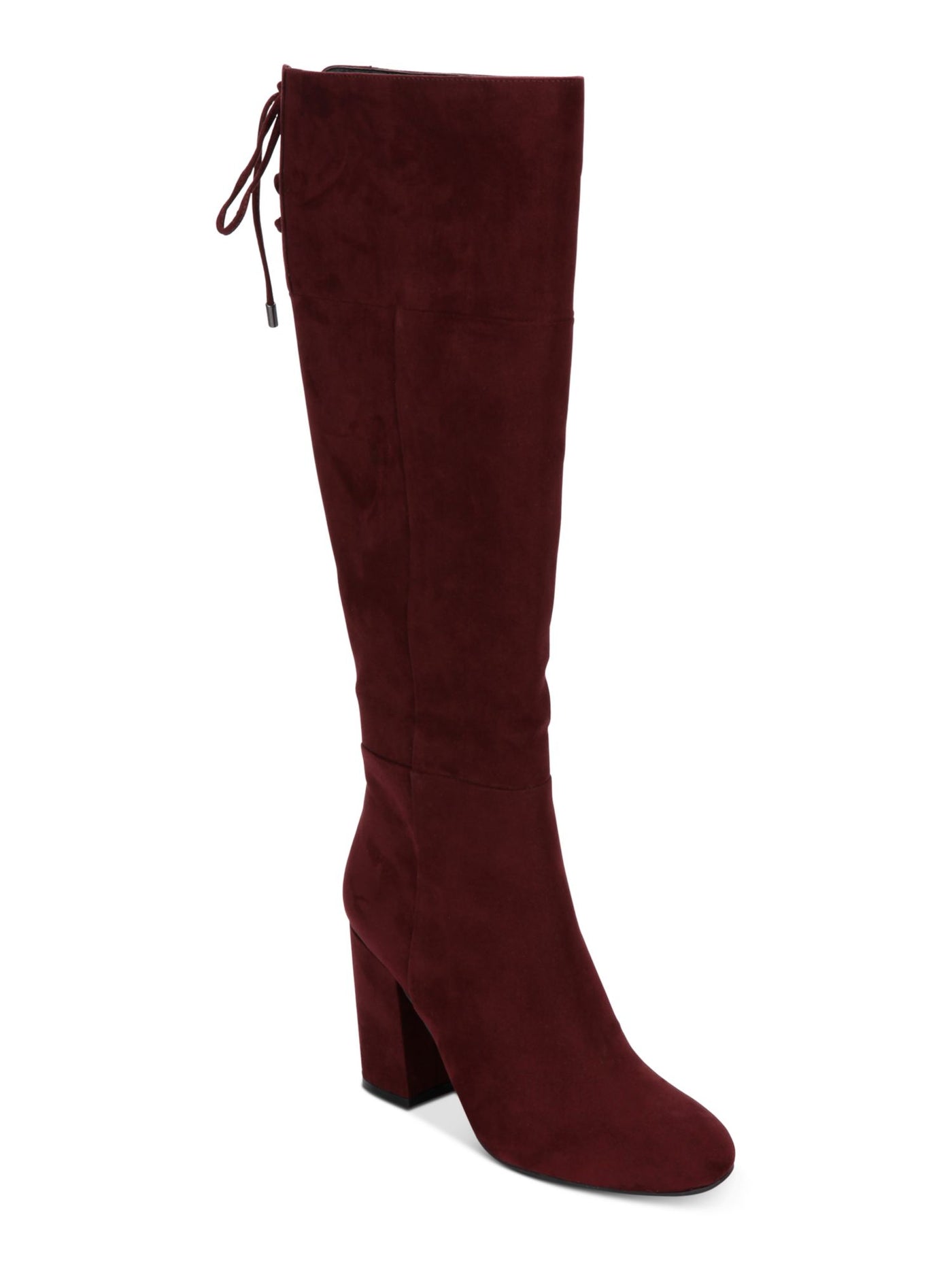 REACTION KENNETH COLE Womens Maroon Laced Detail Cushioned Corie Round Toe Block Heel Zip-Up Heeled Boots 8 M