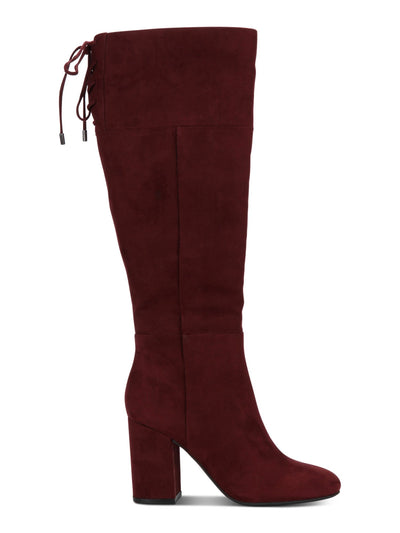 REACTION KENNETH COLE Womens Maroon Laced Detail Cushioned Corie Round Toe Block Heel Zip-Up Heeled Boots 8 M
