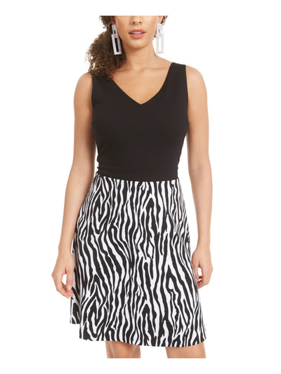 PLANET GOLD Womens Black Zebra Print Short A-Line Skirt Juniors XXS
