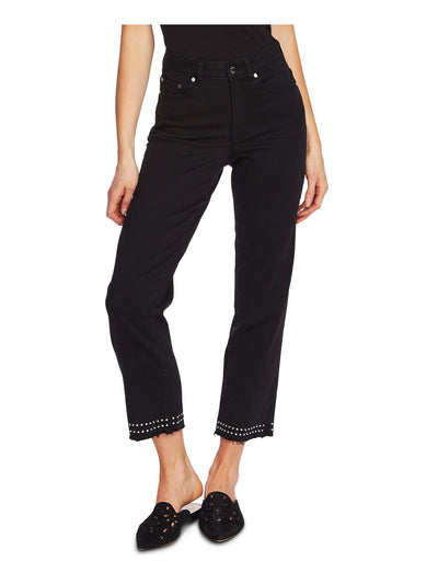 TWO BY VINCE CAMUTO Womens Black Embellished Straight leg Jeans Size: 25\0
