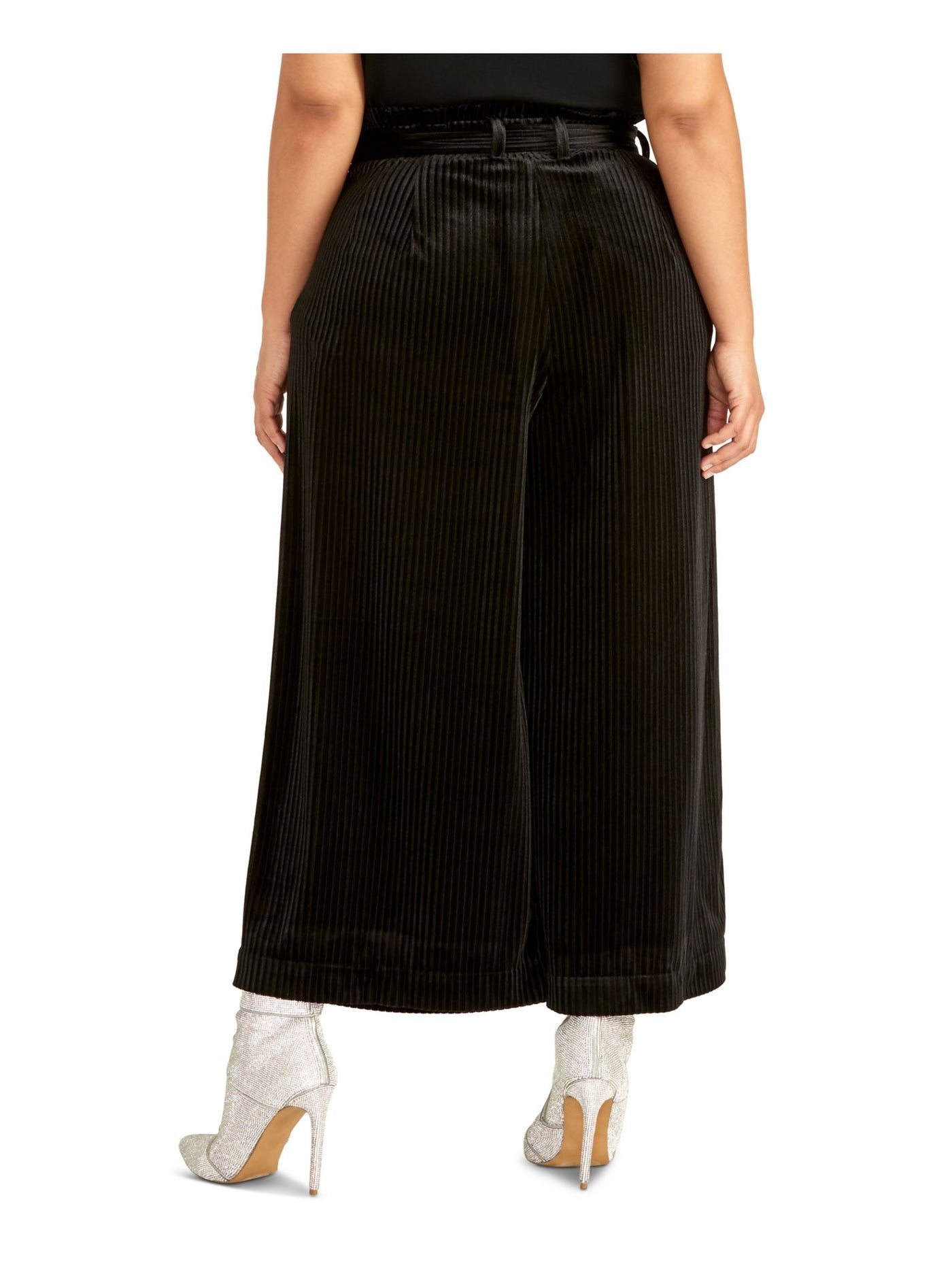 RACHEL RACHEL ROY Womens Black Pleated Belted Zippered Wide Leg Pants Plus 3X