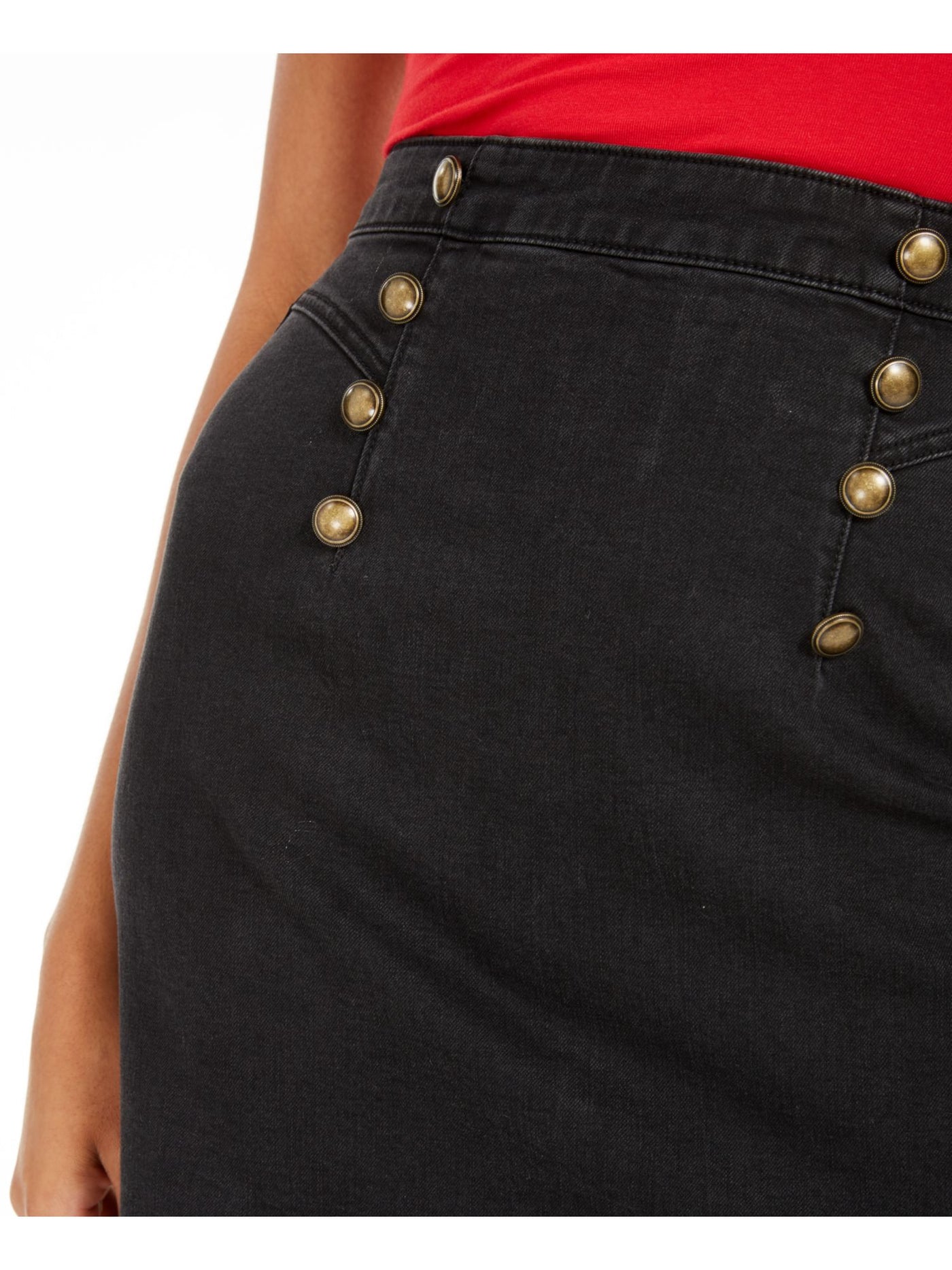 GUESS Womens Black Zippered Buttoned Mini Pencil Skirt 30