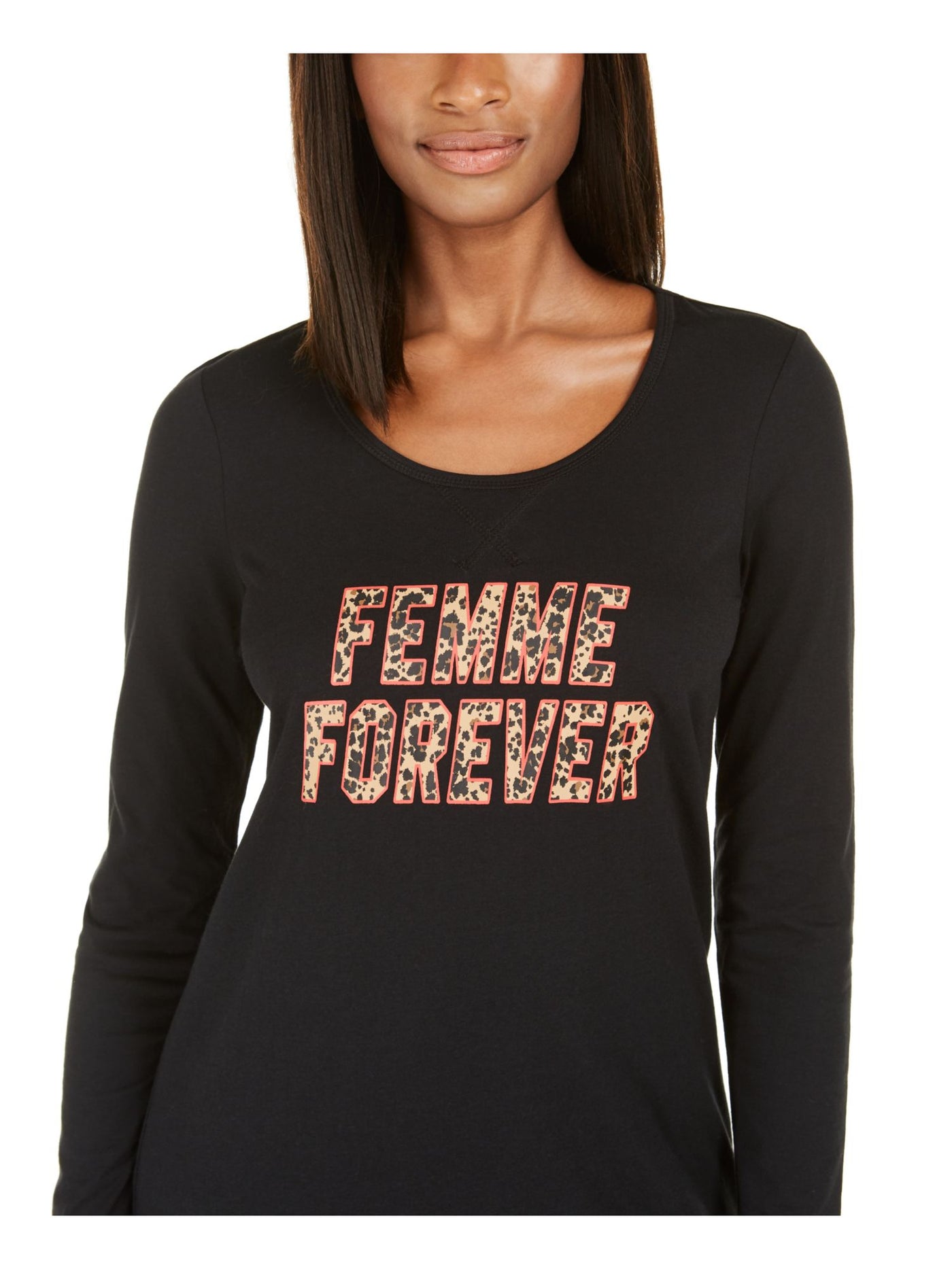 JENNI Intimates Black Femme Forever Print Sleepwear Nightgown Size: XXL
