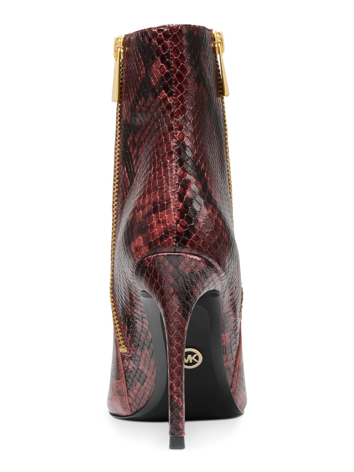 MICHAEL KORS Womens Maroon Snakeskin Padded Comfort Keke Pointed Toe Stiletto Leather Booties 8 M