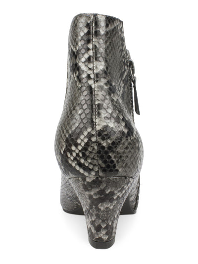 SEVEN DIALS Womens Black Snake Asymmetrical Comfort Coralie Pointed Toe Kitten Heel Zip-Up Dress Booties 7.5 M