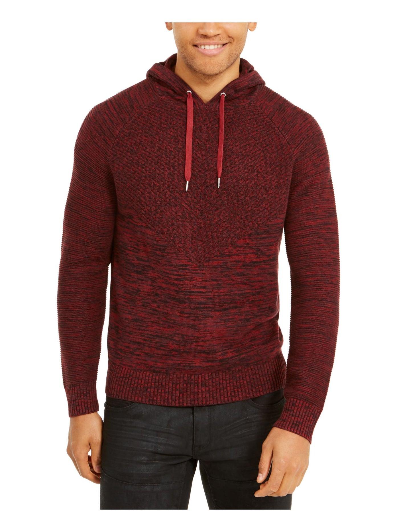 INC Mens Burgundy Patterned Long Sleeve Crew Neck Classic Fit Draw String Pullover Sweater XXL