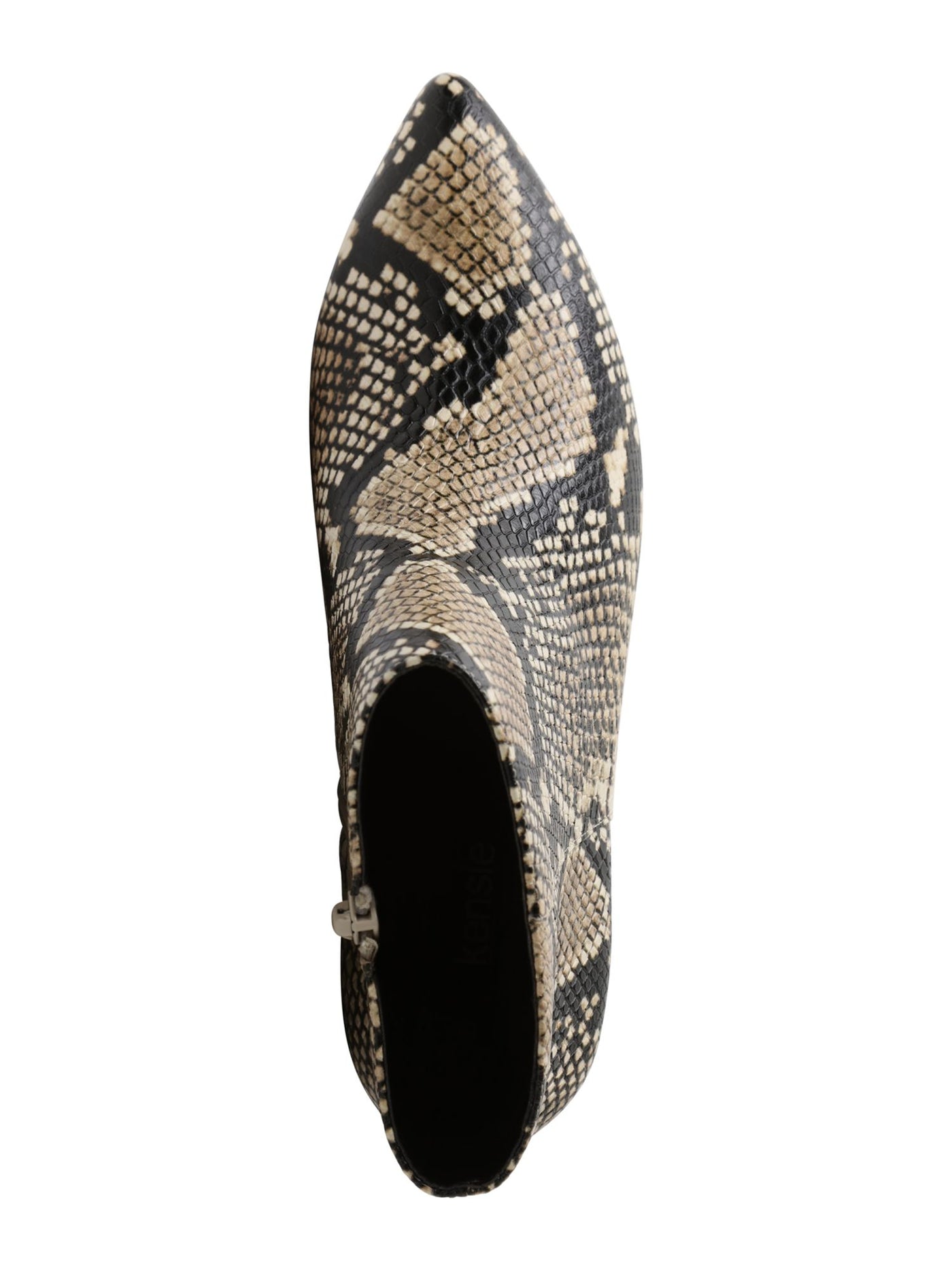 KENSIE Womens Beige Snake Print Angled Heel Comfort Leticia Pointed Toe Stacked Heel Zip-Up Leather Booties 7.5 M