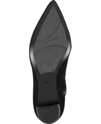 MARC FISHER Womens Black Tie Detail Water Resistant Comfort Vany Pointed Toe Block Heel Zip-Up Heeled Boots M