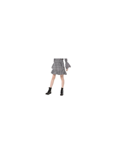 MICHAEL KORS Womens Black Printed Knee Length Ruffled Skirt Size: XXS