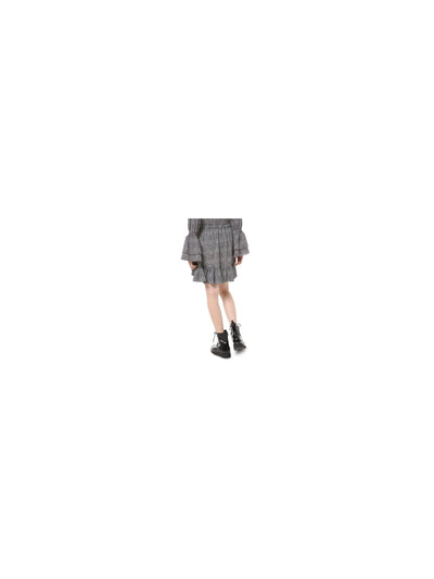 MICHAEL KORS Womens Black Printed Knee Length Ruffled Skirt Size: XXS