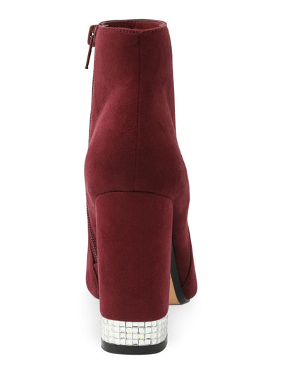 XOXO Womens Red Embellished Comfort Yardria Round Toe Block Heel Zip-Up Dress Booties 8