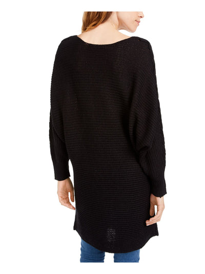 AMERICAN RAG Womens Black Ribbed Dolman Sleeve Scoop Neck Sweater Juniors S