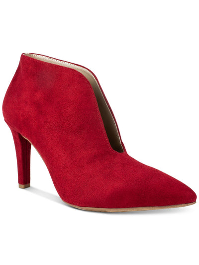 RIALTO Womens Red V Shape Cut-Out Cushioned Maverick Pointed Toe Stiletto Slip On Booties 9.5 M