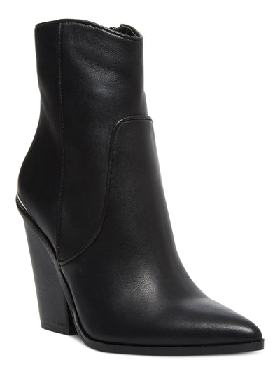 STEVE MADDEN Womens Black Padded Rarely Pointed Toe Block Heel Zip-Up Leather Western Boot 6 M