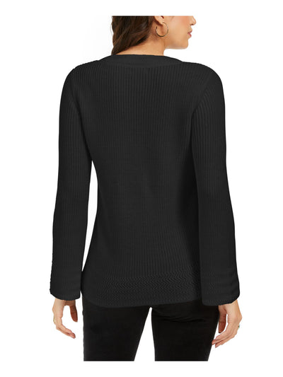 STYLE & COMPANY Womens Black Long Sleeve Scoop Neck Sweater Petites Size: PS