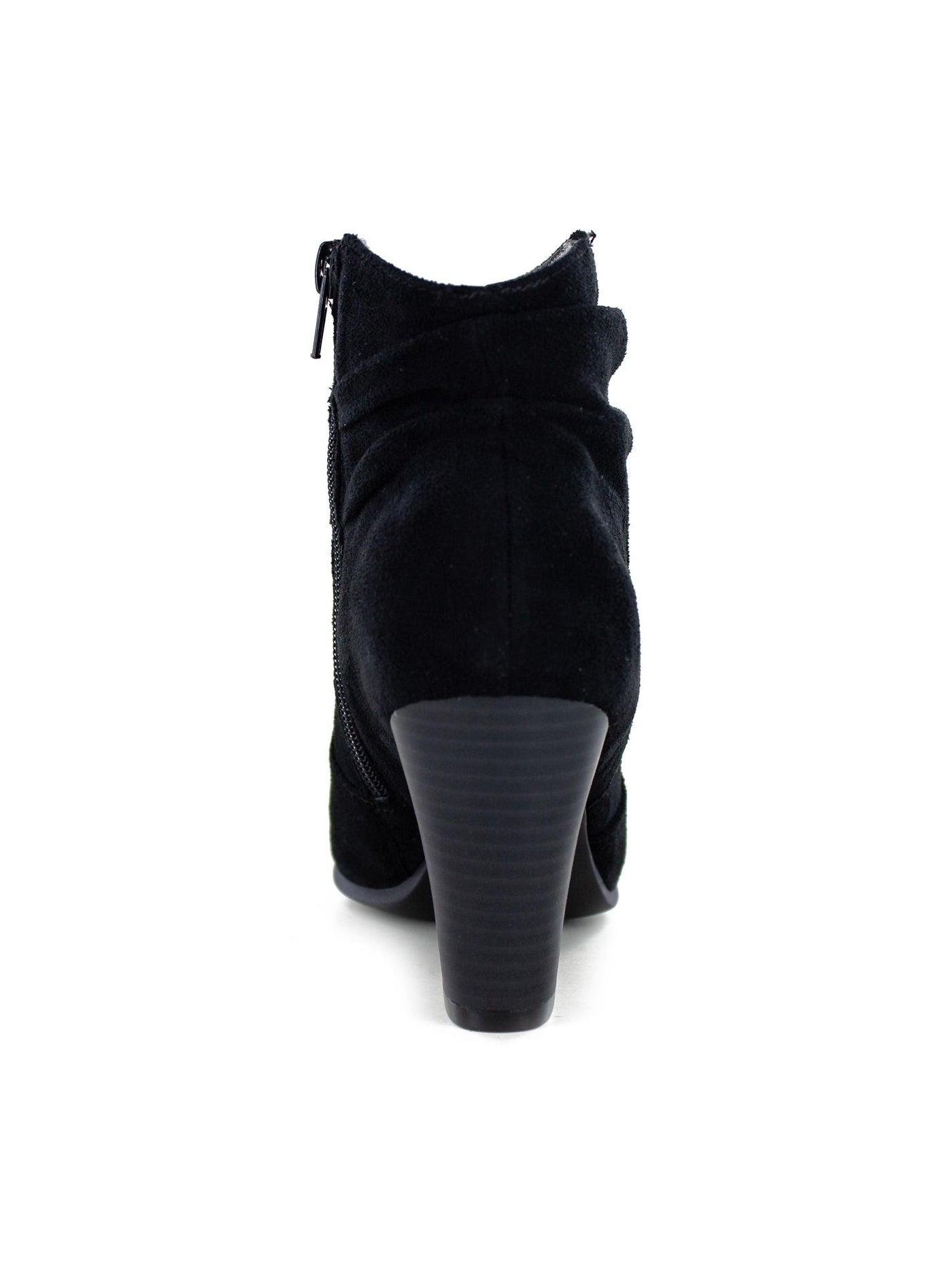 SEVEN DIALS Womens Black Comfort Padded Ruched Halsey Pointed Toe Block Heel Zip-Up Booties 10 M