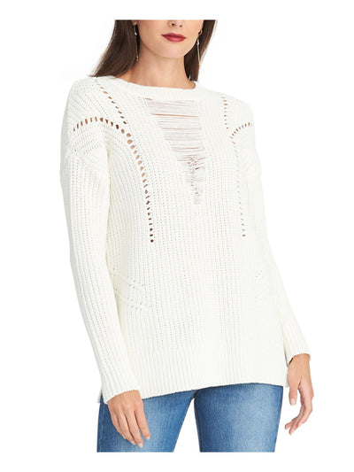 RACHEL RACHEL ROY Womens Ivory Textured Long Sleeve Crew Neck Sweater XL