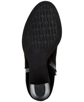 GIANI BERNINI Womens Black Comfort Non-Slip Water Resistant Belle Round Toe Block Heel Zip-Up Leather Dress Booties M