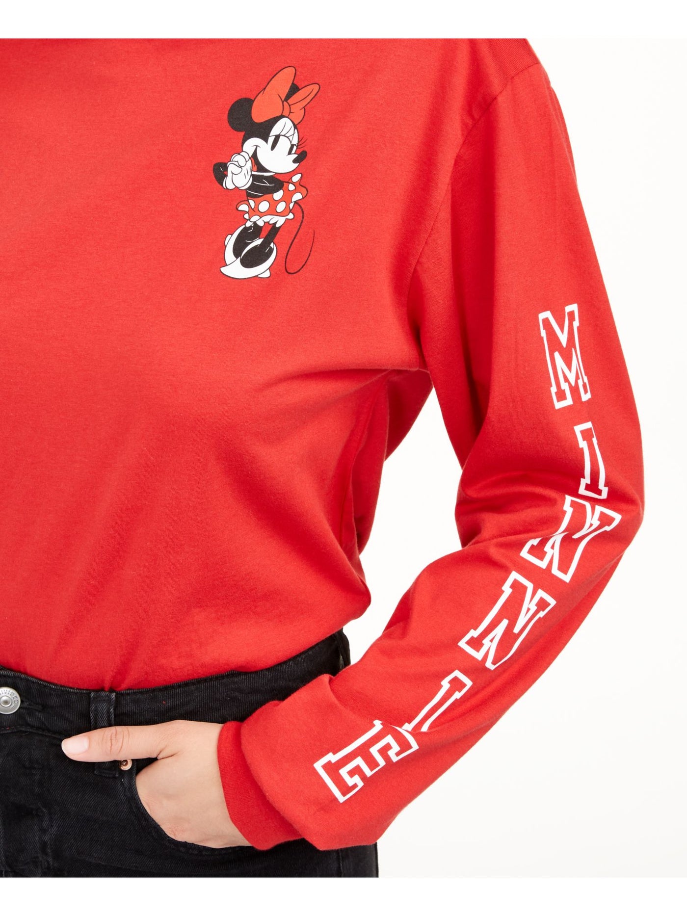 HYBRID APPAREL Womens Red Cotton Long Sleeve Crew Neck Top Juniors XS