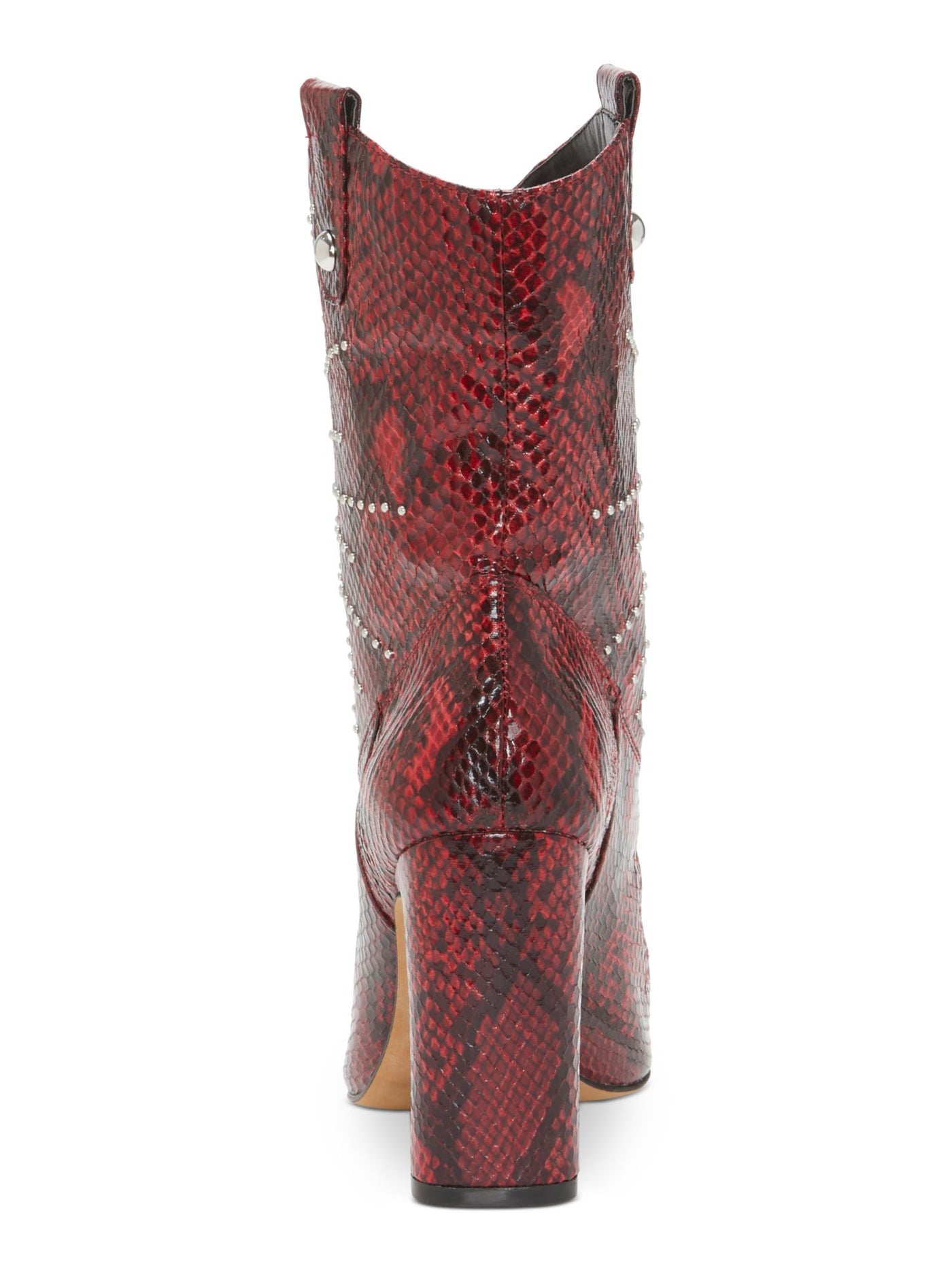 JESSICA SIMPSON Womens Maroon Snake Cushioned Studded Bazil Pointed Toe Block Heel Slip On Western Boot 7.5 M