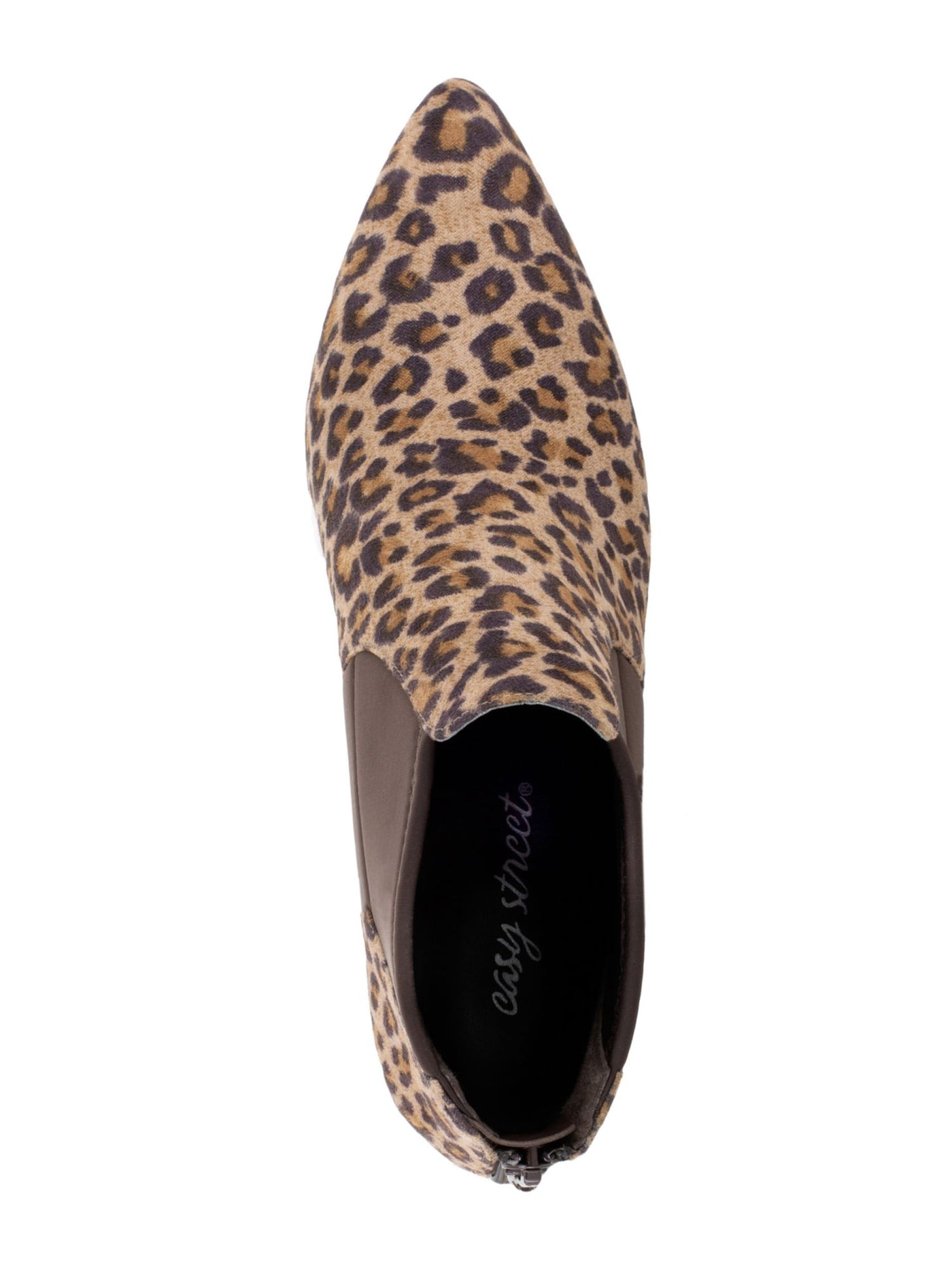 EASY SPIRIT Womens Beige Animal Print Leopard Padded Stretch Saint Pointed Toe Kitten Heel Zip-Up Booties 9 M