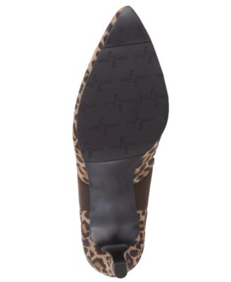 EASY SPIRIT Womens Beige Animal Print Leopard Padded Stretch Saint Pointed Toe Kitten Heel Zip-Up Booties M