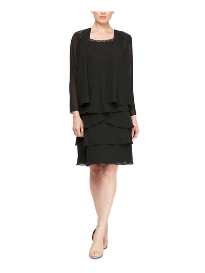 SLNY Womens Black Sheer Short Sleeve Open Cardigan Top Size: 12