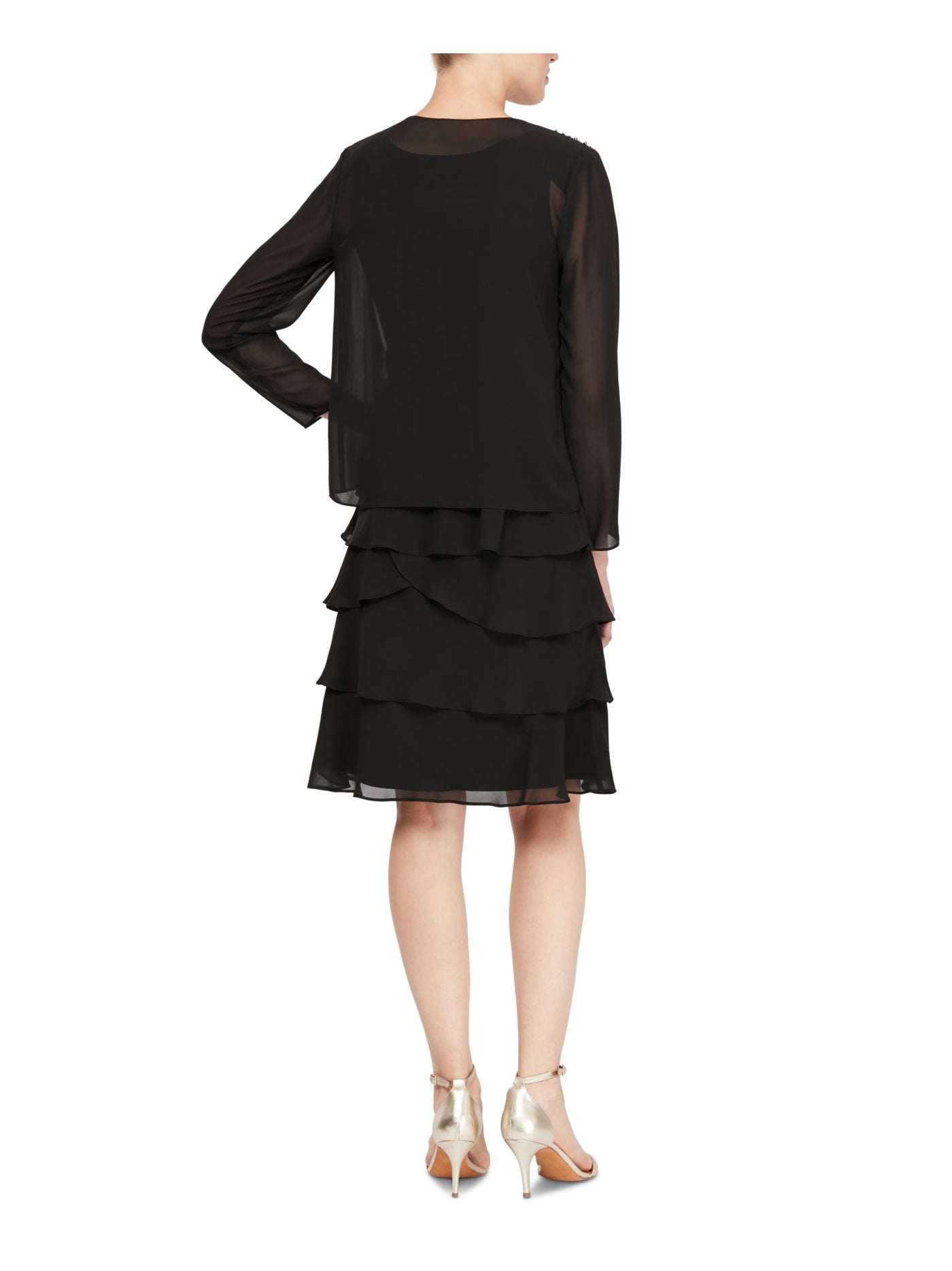 SLNY Womens Black Sheer Short Sleeve Open Cardigan Top Size: 12