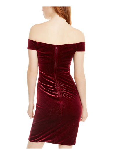 CRYSTAL DOLLS Womens Burgundy Sleeveless Short Body Con Cocktail Dress Size: 9